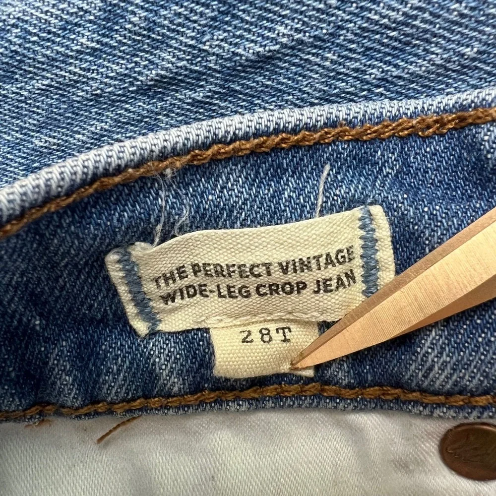 Madewell Jeans The Perfect Vintage Wide-Leg Crop Size 28 Tall Blue High Rise - Picture 7 of 14